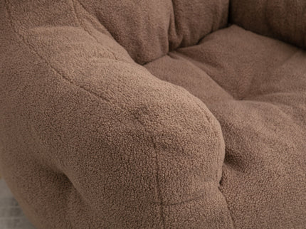 Soft Teddy Fabric Tufted Foam Bean Bag Chair With Teddy Fabric