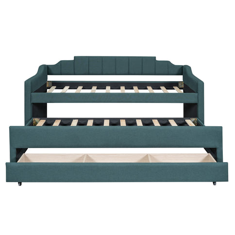 Upholstered Simple Design Daybed With Trundle And 3 Drawers