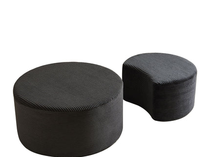 Modern Upholstered Round Coffee Table For Living Room (Set of 2)