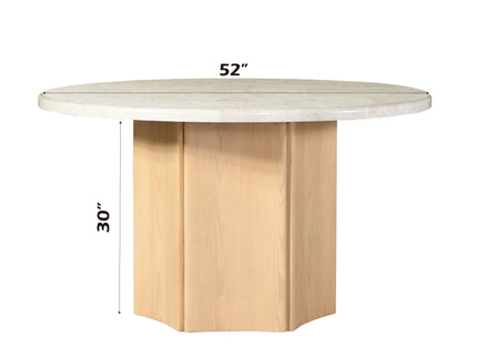 Qwin - Marble Top Round Dining Table - Natural