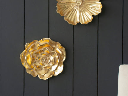 Rose Hanging Resin Wall Accents (Set of 2) - Gold