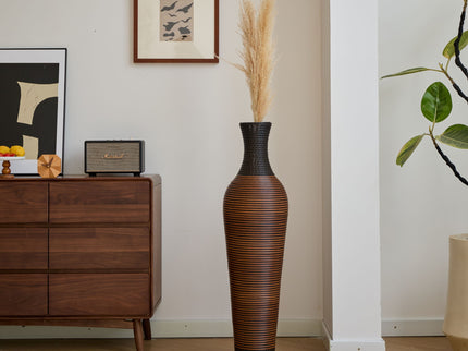 Tall Standing Designer Floor Vases With Elegant 2 Tone Finishes Ideal For Decorating Living Rooms, Bedrooms, Entryways Perfect For Decorating Your Home - Black / Gray