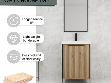 Modern Freestanding Bathroom Vanity With Resin Sink & Soft Close Cabinet Doors