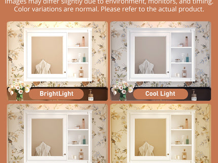 Wall Mounted Medicine Cabinet With Mirror, Adjustable Shelf - White