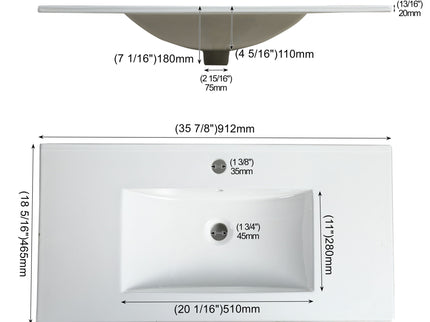 Wall Mounted Floating Bathroom Vanity With Open Shelf & Soft Close Door
