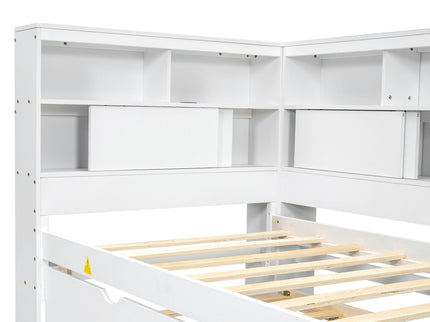 Daybed With Storage Shelves, USB Charging, And Trundle Bed