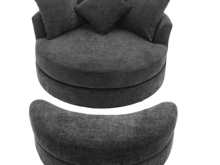 360° Swivel Accent Barrel Chair With Storage Ottoman & 4 Pillows, Modern Leisure Chair Round Accent For Living Room