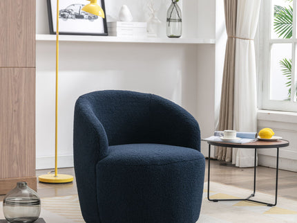 Teddy Fabric Swivel Accent Armchair Barrel Chair With Powder Coating Metal Ring