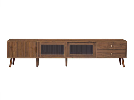 Doors TV Stand For TVs Up To 85", Entertainment Center With Storage Cabinets, TV Media Console Table For Living Room - Natural
