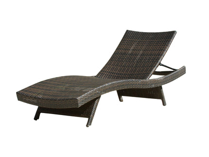 Mysticism Outdoor Chaise Lounge With Adjustable Backrest And Foldable Legs - Brown Multi