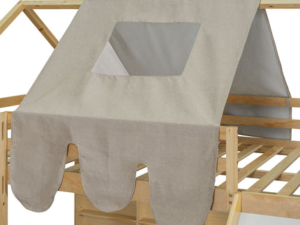 Loft Bed With House Shaped Frame And Tent