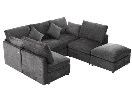 Sectional Sofa Modular U-Shaped With Ottoman & USB Ports