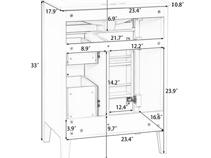 Bathroom Vanity With Sink, 3 Drawers & Cabinet With 2 Tier Door Storage Rack, Soft Close Doors & Drawers