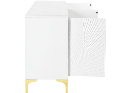 Modern 4 Door Sideboard With Creative Carved Surface And Adjustable Shelves