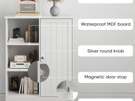 Classic Freestanding Bathroom And Kitchen Storage Cabinet With Adjustable Shelves - White