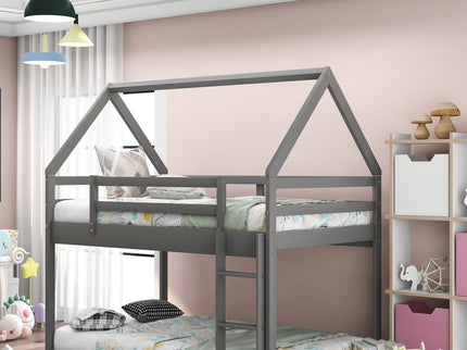 Low Bunk Bed With House Shaped Frame And Ladder
