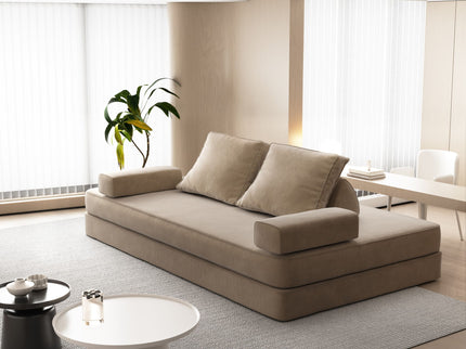 Multifunctional Convertible Sofa Bed With 2 Tumbler Backrests And 2 Pillows, Deep Seat Couch