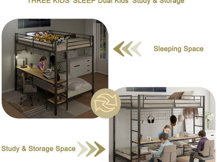 Ethan - Bunk Bed With Desk, Charging Station, Storage Shelves