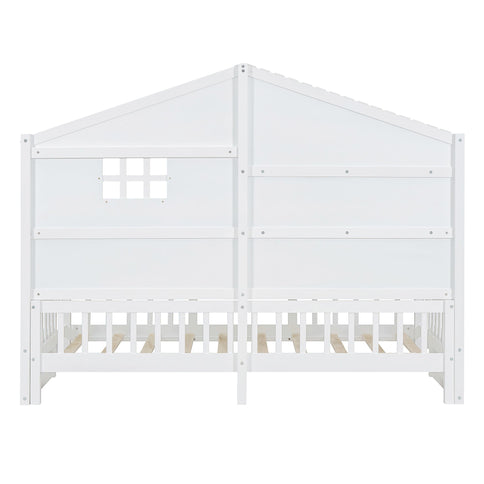 House Bed With Shelves, Window And Sparkling Light Strip On The Roof