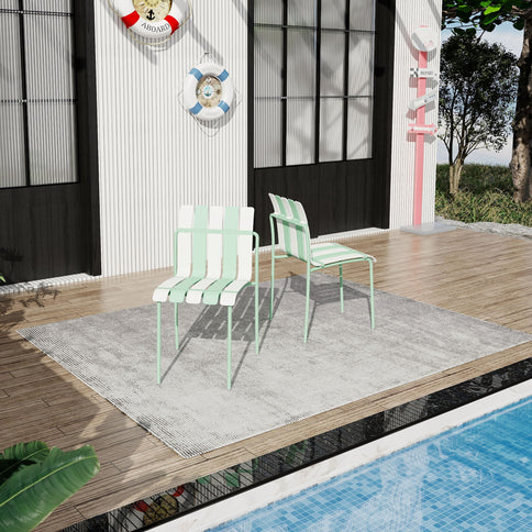 Single Chairs With Color Blocking Design (Set of 4) - Haze Green / White