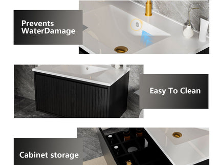 Wall Mounted Floating Bathroom Vanity With Sink And Drawers