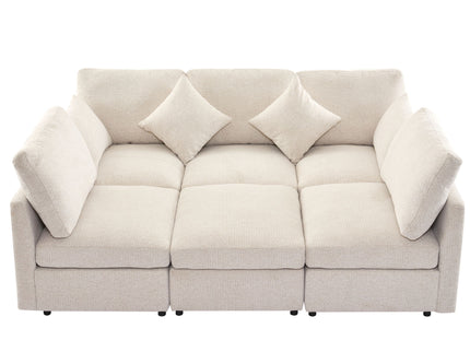 Sectional Sofa Modular U-Shaped With Ottoman & USB Ports