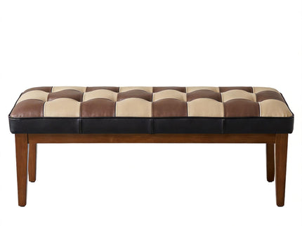 Checkered Bench For Entryway - Black / Brown / Cream