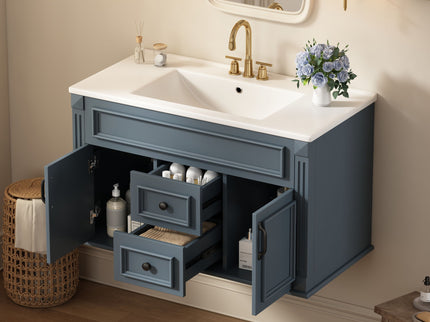 French Simple Style Wall Mounted Bathroom Cabinet With Sink