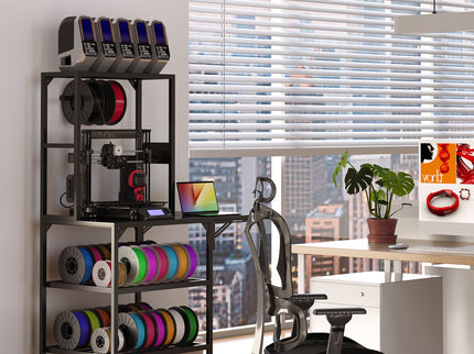 Heavy Duty 3D Printer Stand With Filament Storage Rack - Black