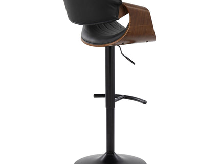 Symphony - Mid-Century Modern Adjustable Barstool With Swivel With Rounded T Footrest (Set of 2) - Black / Walnut / Black