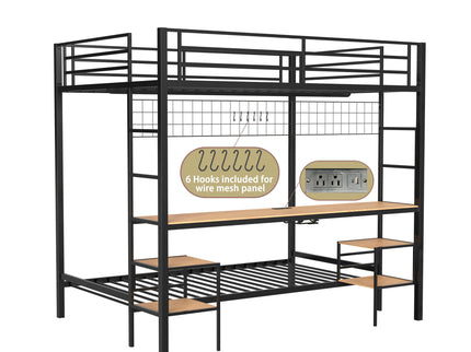 Ethan - Bunk Bed With Desk, Charging Station, Storage Shelves