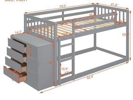 Bunk Bed With 4 Drawers And 3 Shelves