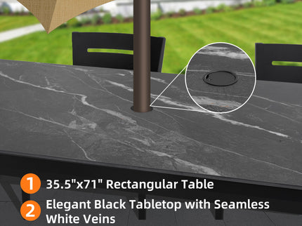 Outdoor Modern Patio Dining Table, Post Tapered Legs, Weatherproof & Rust Free