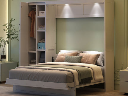 Murphy Wall Bed With Shelves, Wardrobe And LED Lights
