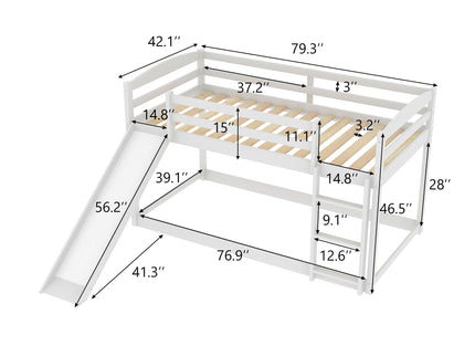Durable Bunk Bed With Convertible Slide And Ladder
