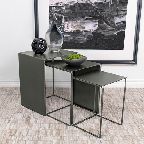 Vestal - 3 Piece Rectangular Nesting Table Set - Gray