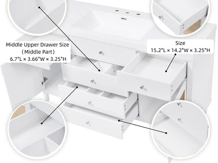 Bathroom Vanity With Sink, 5 Legs, Soft Close Drawers