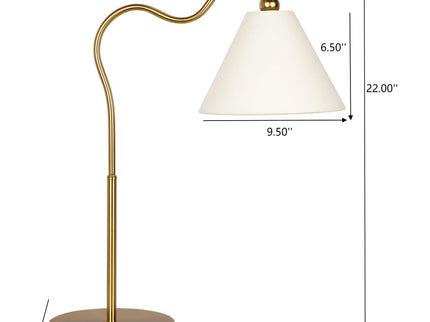 Ornate - Ring Base Curved Table Lamp With Triangle Drum Shade - Gold / White