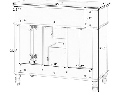Bathroom Vanity With Sink, Flip-Out Top Drawer, Soft Close Doors, 2 Storage Drawers