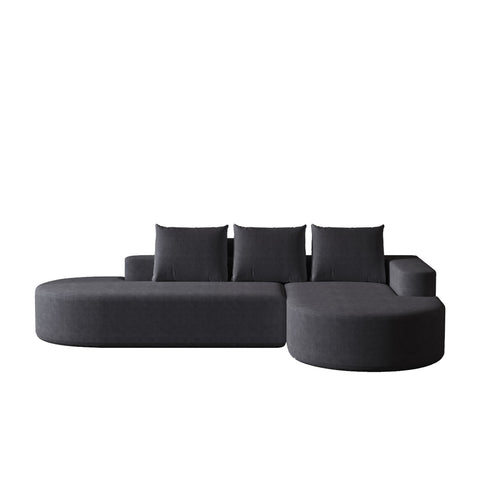 Modern Curved Sofa, L-Shaped Modular Sectional Set With 3 Pillows