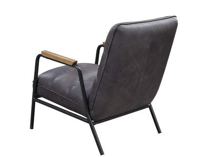 Nignu - Top Grain Leather Matt Iron Accent Chair - Gray