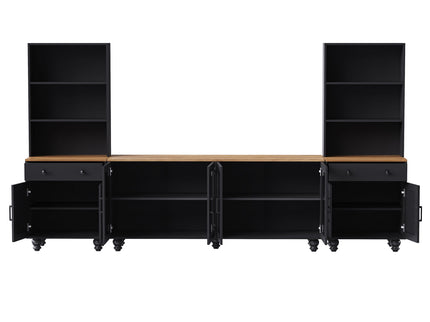 Farmhouse TV Stand With Solid Wood Gourd Shaped Legs For TVs Up To 70"
