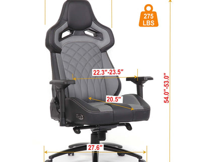 Gaming Chair With 4D Armrests, High Back Office Chair - Black / Gray