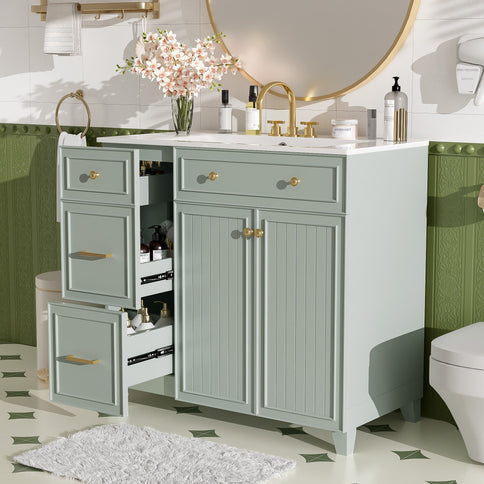 Bathroom Vanity With Sink, Soft Close Doors, Adjustable Shelves