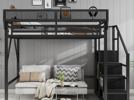 Loft Bed With Storage Shelves, Wardrobe