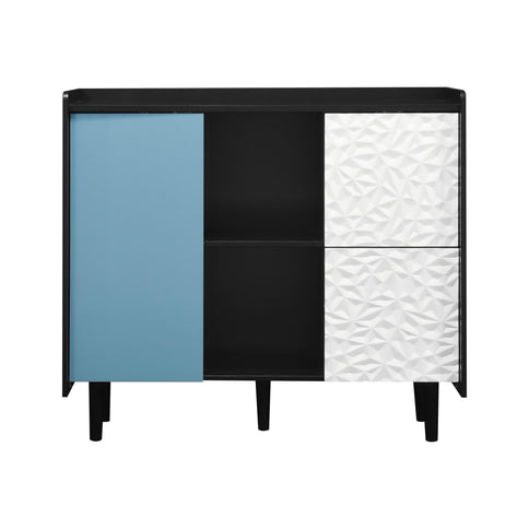 Modern Sideboard Buffet Cabinet With Doors And Unique Panel Styling