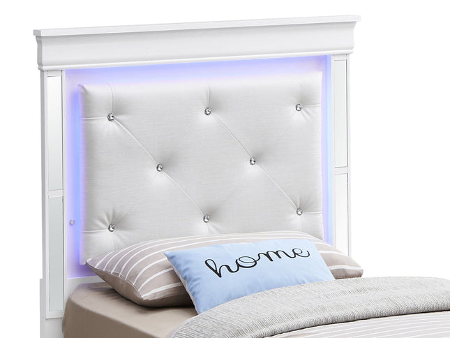 Bed With LED Light Accents Headboard