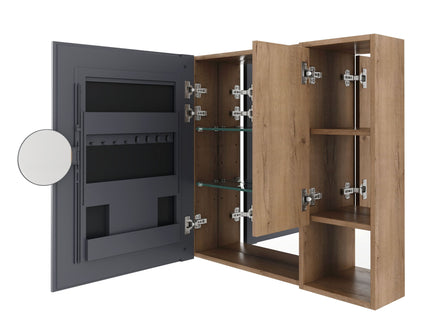 Wall Mounted Bathroom Mirror Cabinet, Adjustable Shelves Storage Cabinet - Imitative Oak