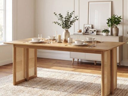 Dining Table With Rattan Accents