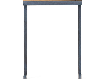 C Shaped End Table With Iron Base And Fir Wood To